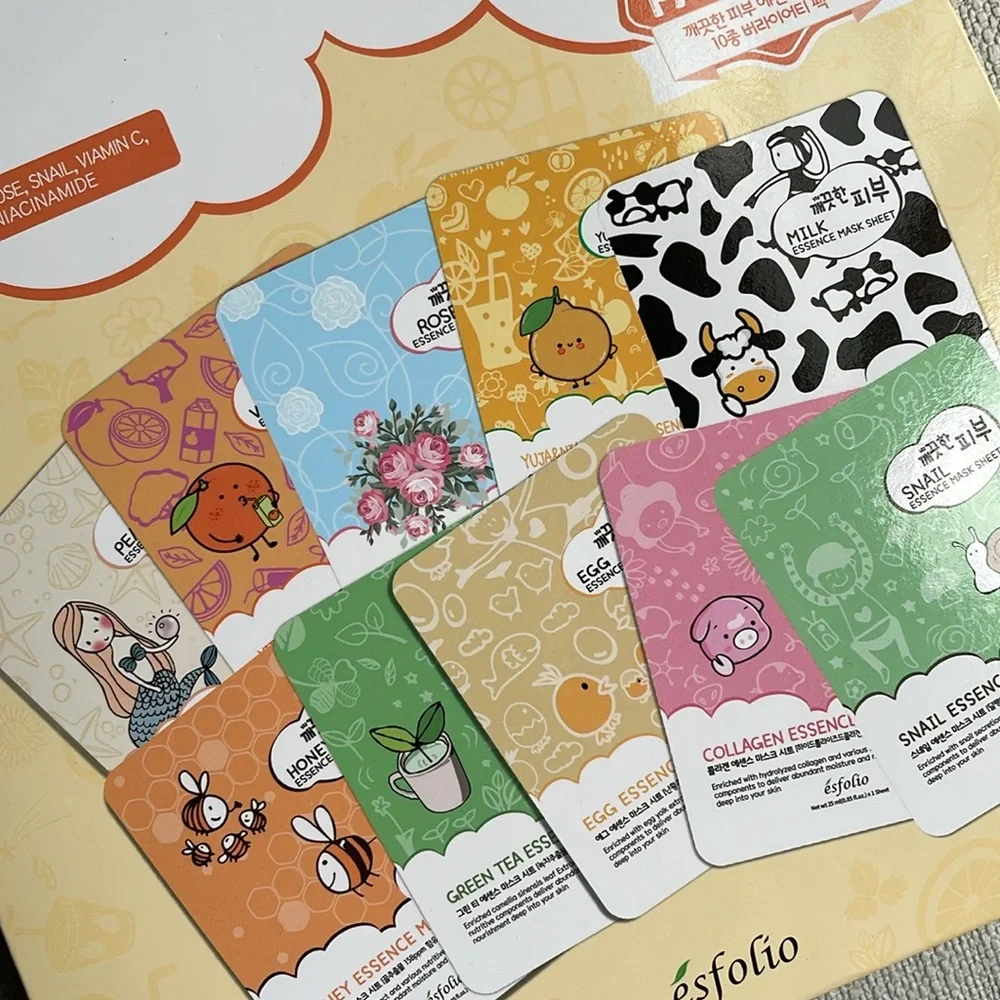 Esfolio k beauty pure skin variety pack of 10 essence sheet masks for face